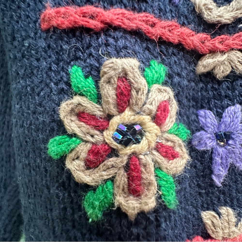Vintage Fiorlini Cardigan Embroidered Cottagecore Knit BOHO 90s Artistic - Picture 7 of 17